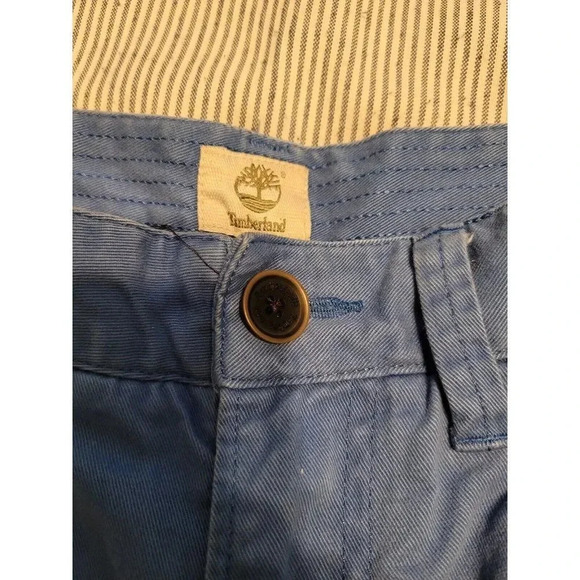 Timberland Mens Classic Cargo Chino Light Blue Distressed Shorts Size 33 - Picture 10 of 12
